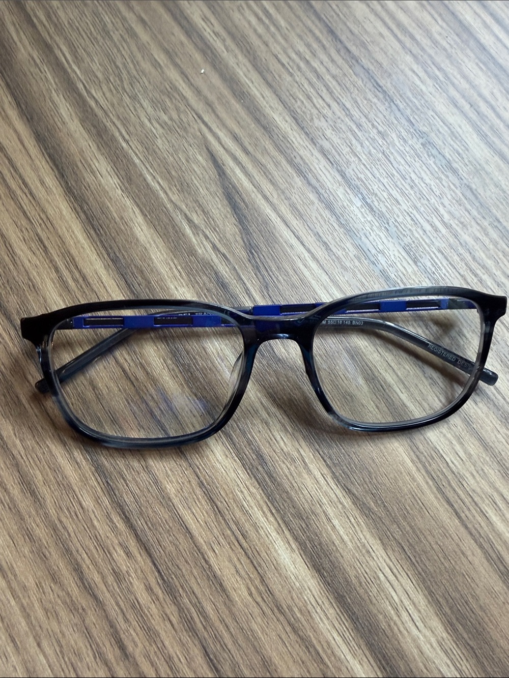 Morel France designer frames  Black and Blue Rectangular Men's Glasses